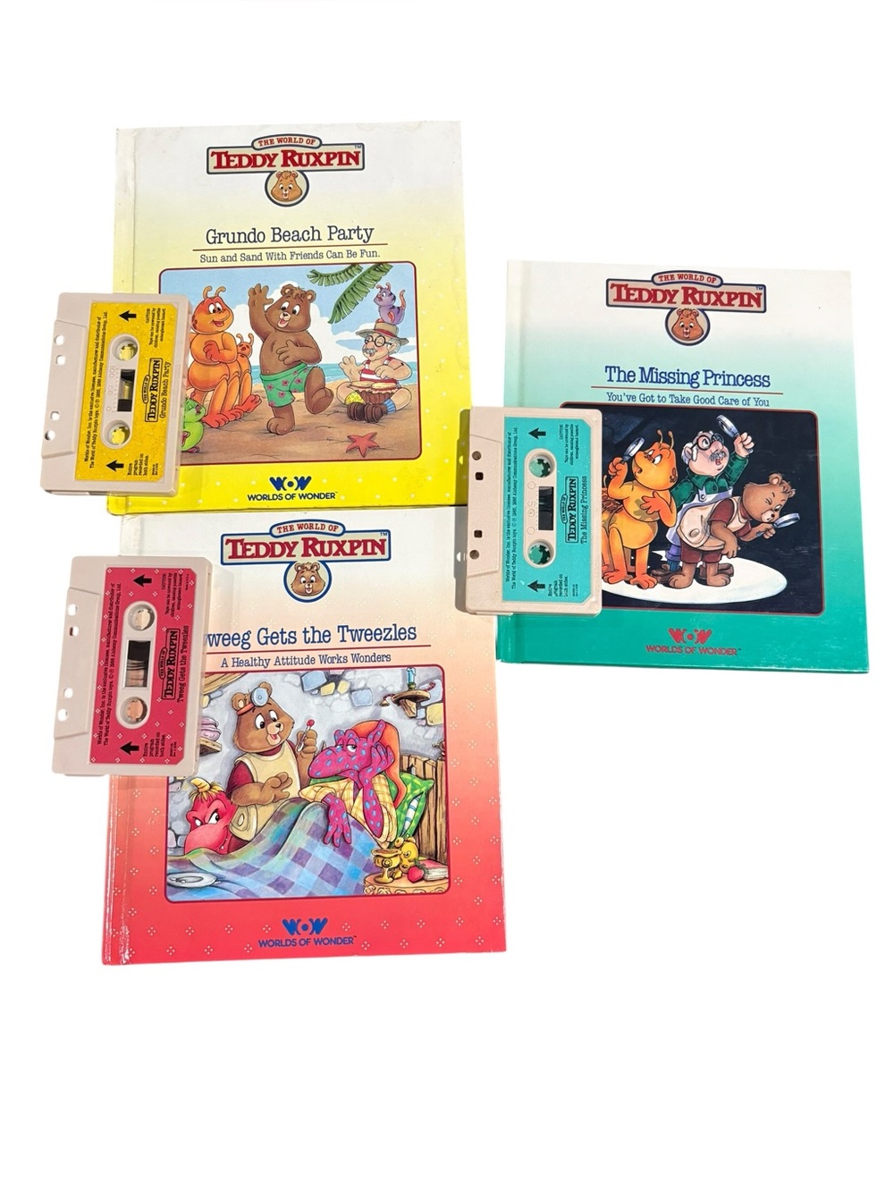 3 Vintage 1990’s The World of Teddy Ruxpin Book & Cassette Set